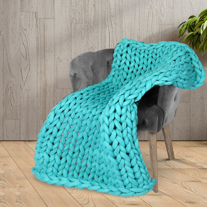 Dreamz Knitted Weighted Blanket Chunky Blue Kids.