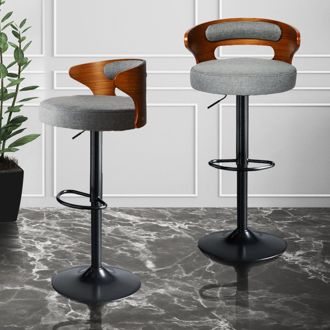 Levede 1x Kitchen Bar Stools Gas Lift Grey.