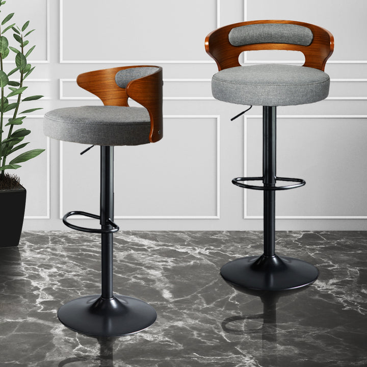 Levede 1x Kitchen Bar Stools Gas Lift Grey.