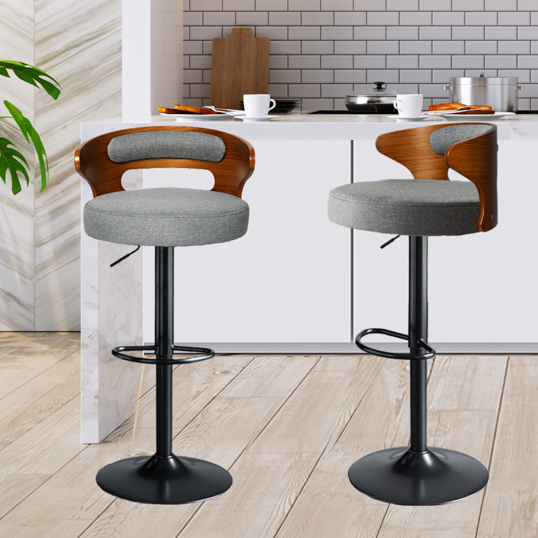 Levede 1x Kitchen Bar Stools Gas Lift Grey.
