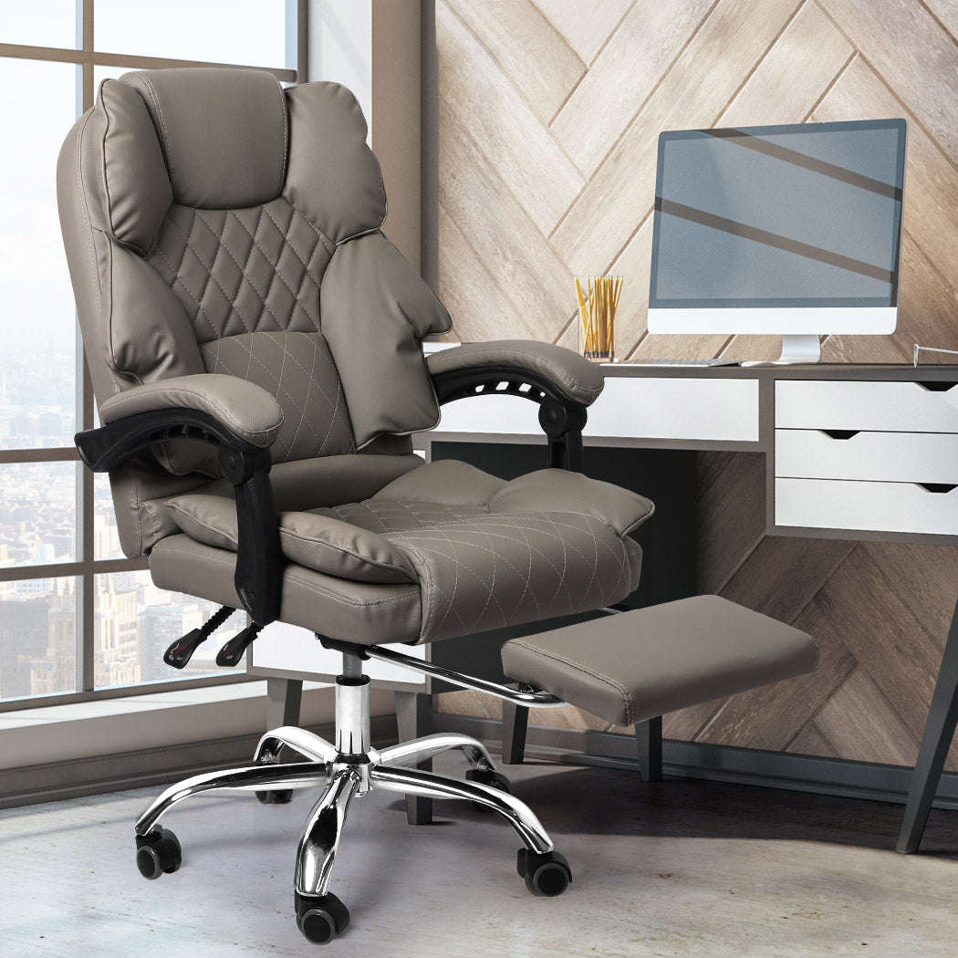 Levede Gaming Chair Office Computer Grey Footrest.
