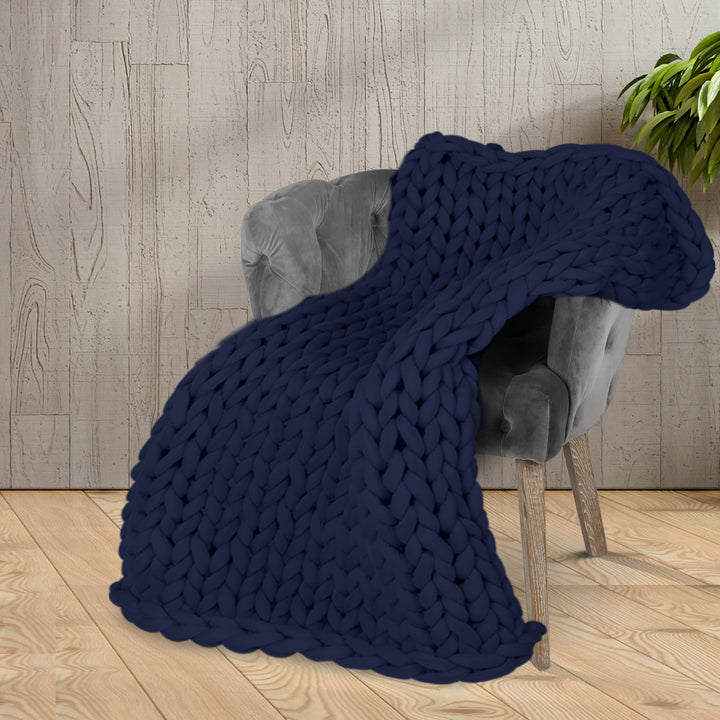 Dreamz Knitted Weighted Blanket Chunky Navy Kids.