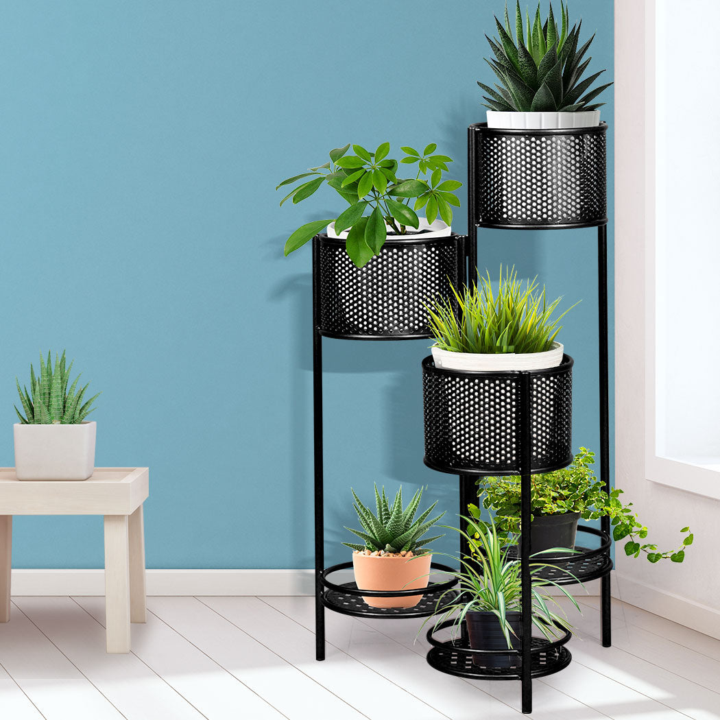 Levede 6 Tier Plant Stand Swivel Outdoor Black.