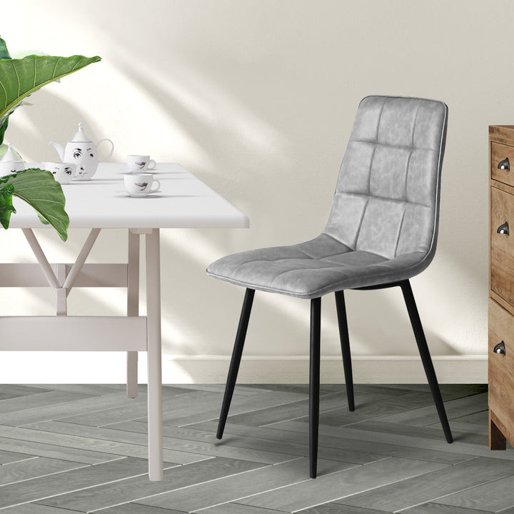 Grey Leather Dining Chairs Set of 4.