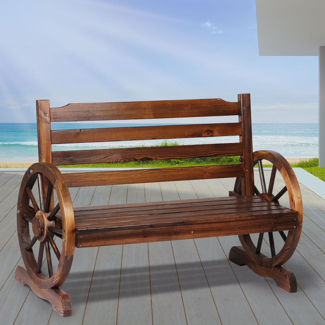 Garden Bench Wooden Wagon Seat Oak.