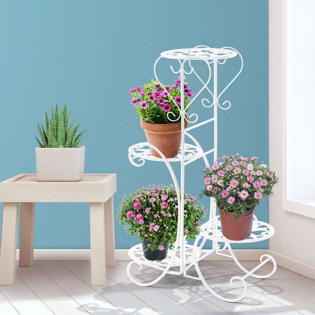 Levede Plant Stand Outdoor Indoor Metal White.