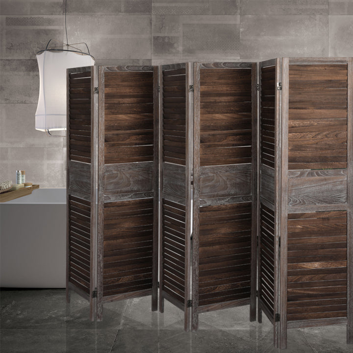 Levede Room Divider 6 Panel Folding Brown.
