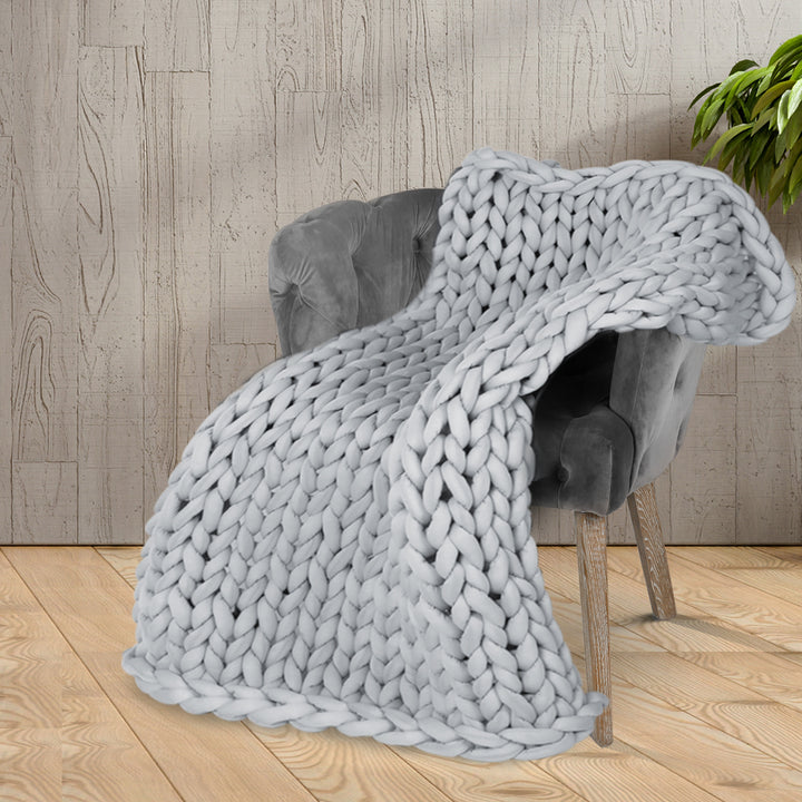 Dreamz Knitted Weighted Blanket Chunky Grey Kids.