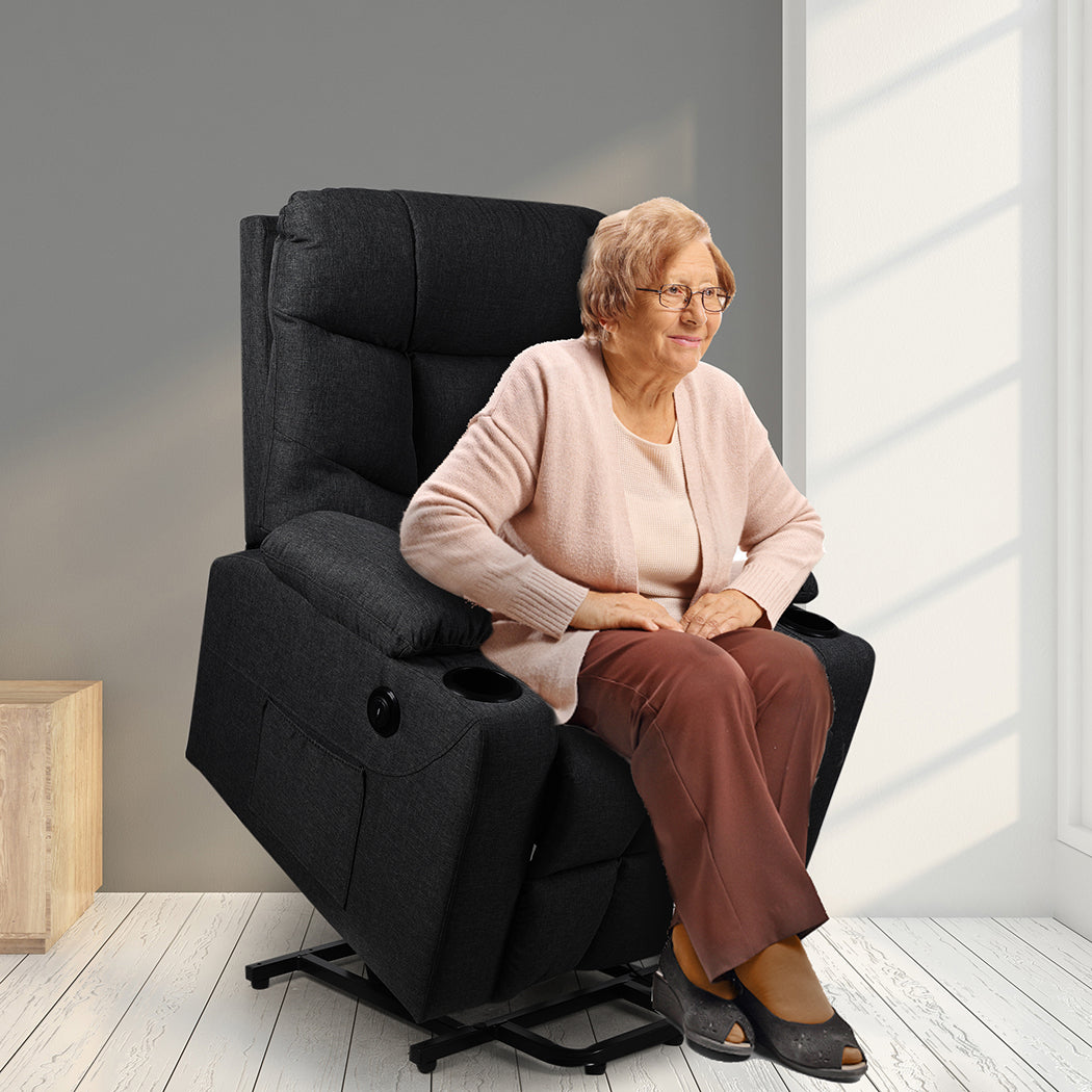 Levede Recliner Chair Electric Lift Black.