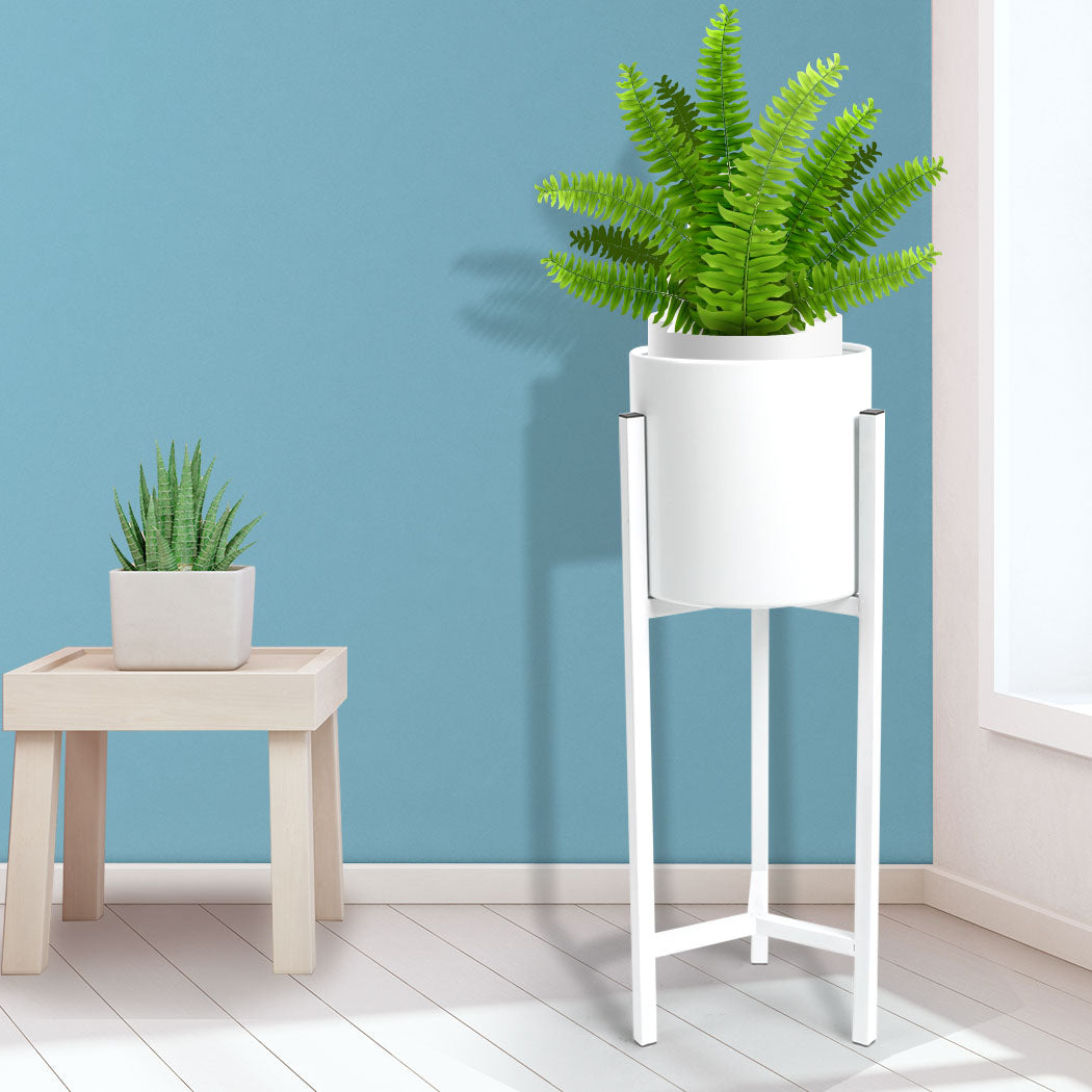 Levede Plant Stand Garden Planter Metal White Small.