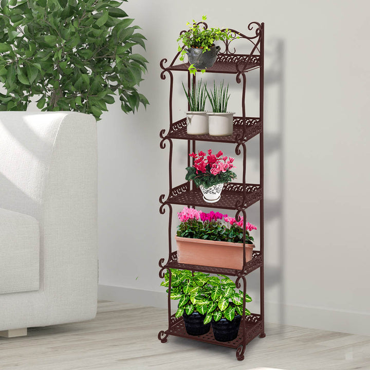 Levede Plant Stand 5 Tiers Outdoor Indoor Bronze.