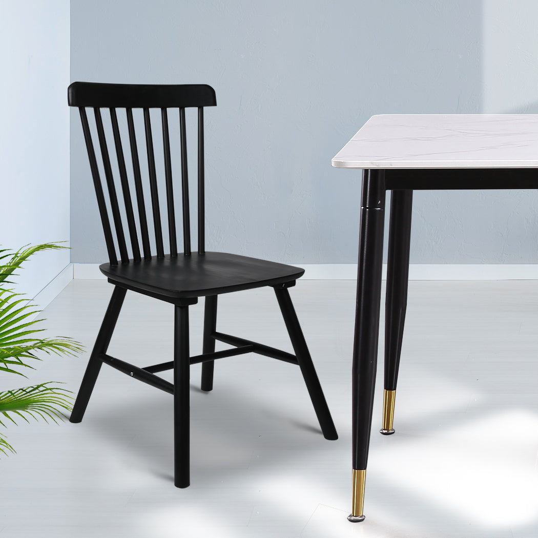 2x Dining Chairs Kitchen Winsor Black.