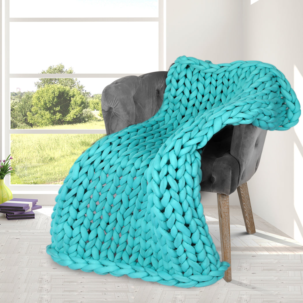 Dreamz Knitted Weighted Blanket Chunky Blue Kids.