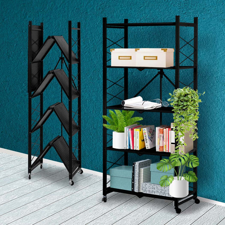 Levede Foldable Storage Shelf Display Black 5 Tiers.