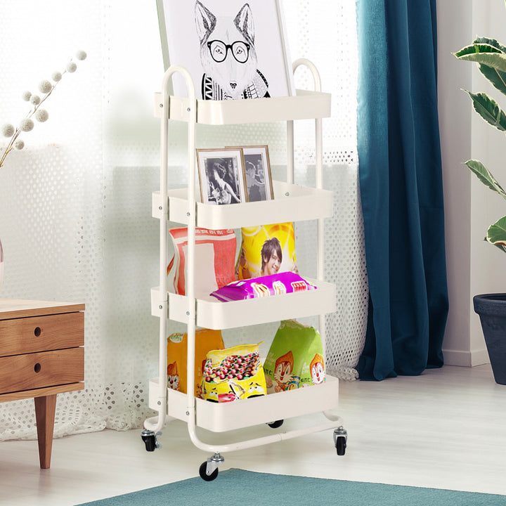 Levede 4 Tiers Kitchen Trolley Cart White.