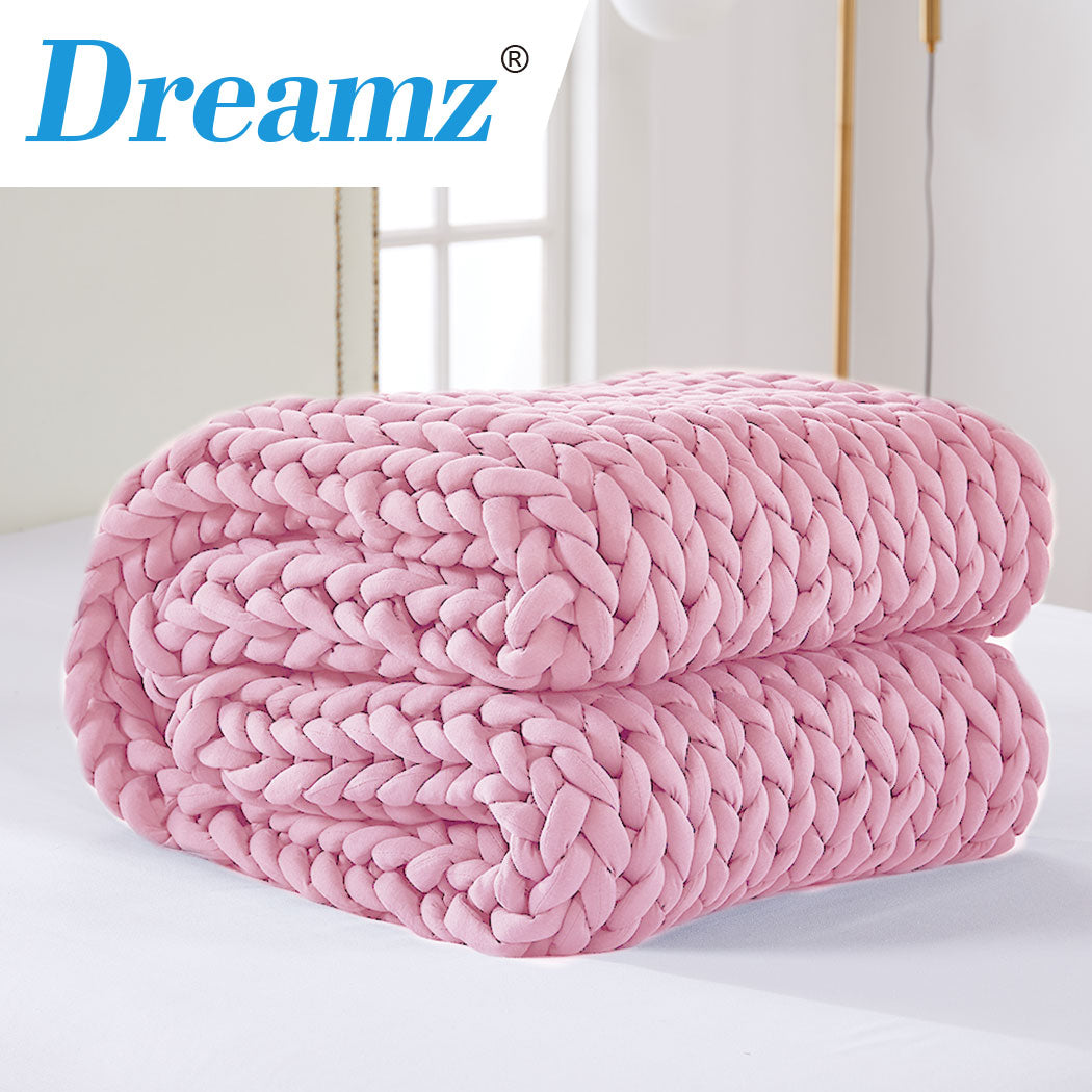 Dreamz Knitted Weighted Blanket Chunky Pink Double 7KG.