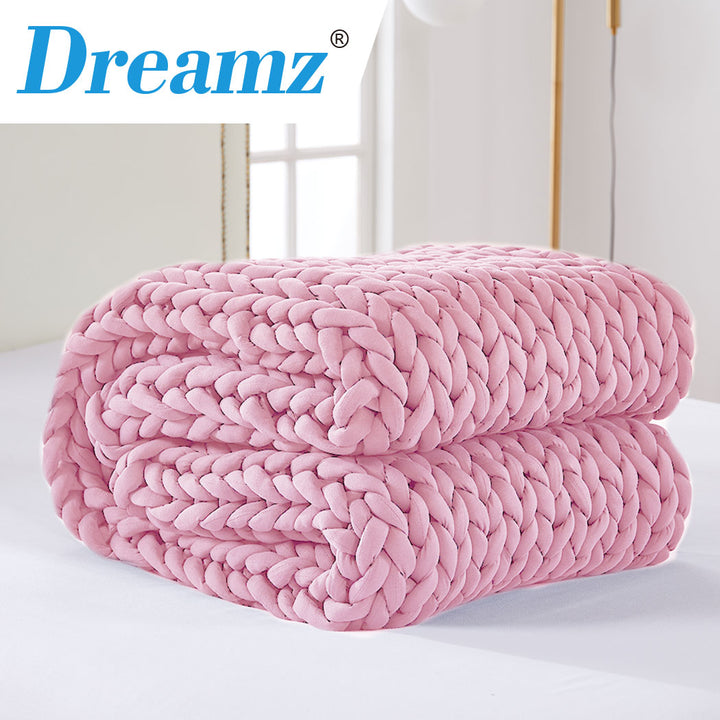Dreamz Knitted Weighted Blanket Chunky Pink Double 7KG.