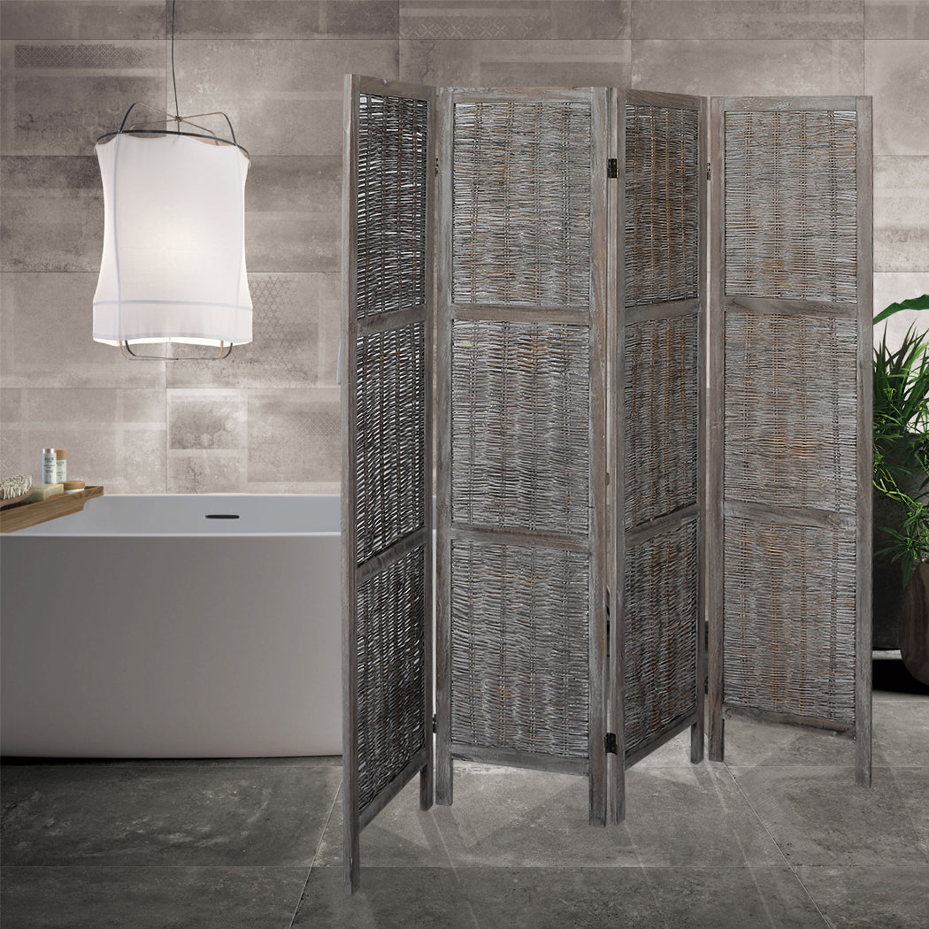 Levede 4 Panels Partition Room Divider Grey.