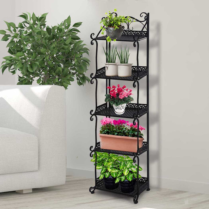 Levede Plant Stand 5 Tiers Outdoor Indoor Black.