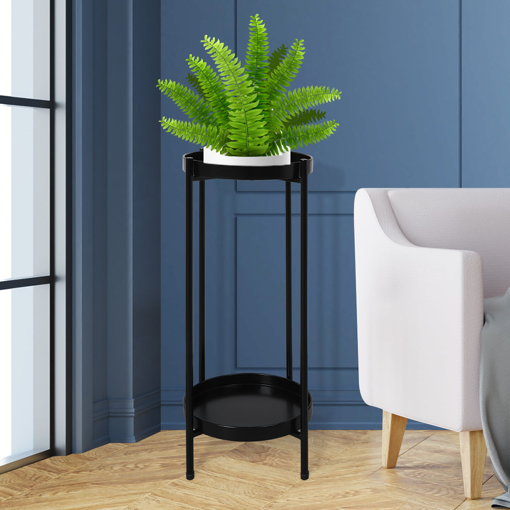 Levede 2 Tier Plant Stand Outdoor Indoor Black Large.
