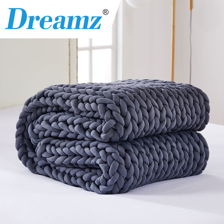 Dreamz Knitted Weighted Blanket Chunky Dark Grey Double 7KG.