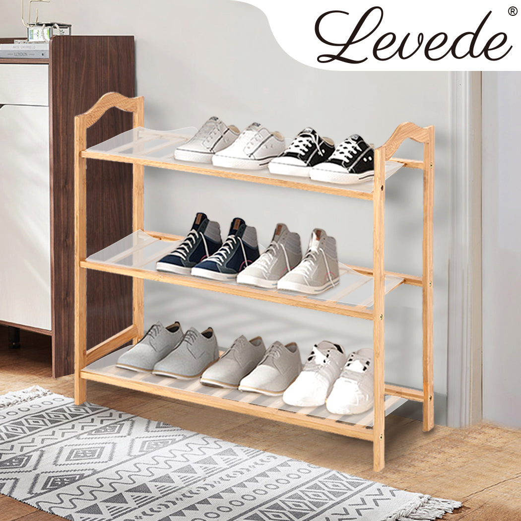 2x Three Tier Bamboo Shoe Rack.