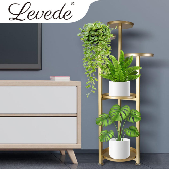 Levede Plant Stand Outdoor Indoor Flower Gold Medium.