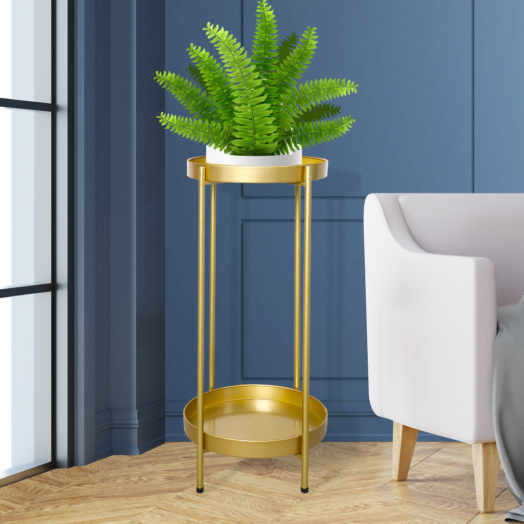 Levede 2 Tier Plant Stand Outdoor Indoor Gold Large.
