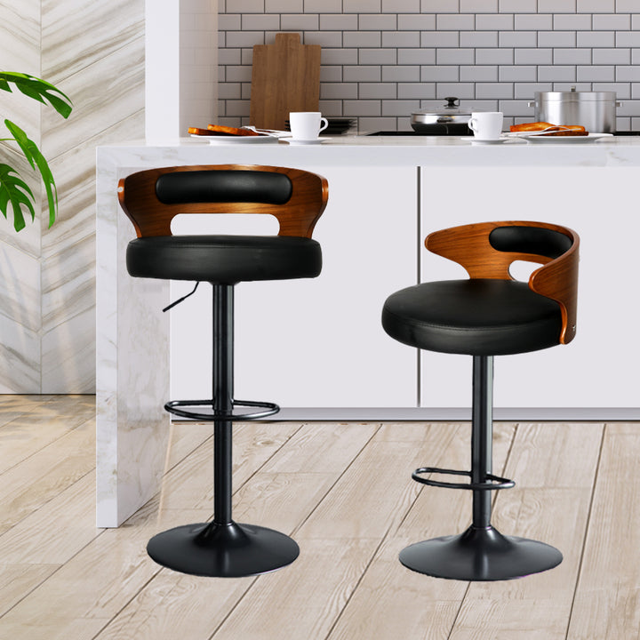Levede 1x Kitchen Bar Stools Gas Lift Black.