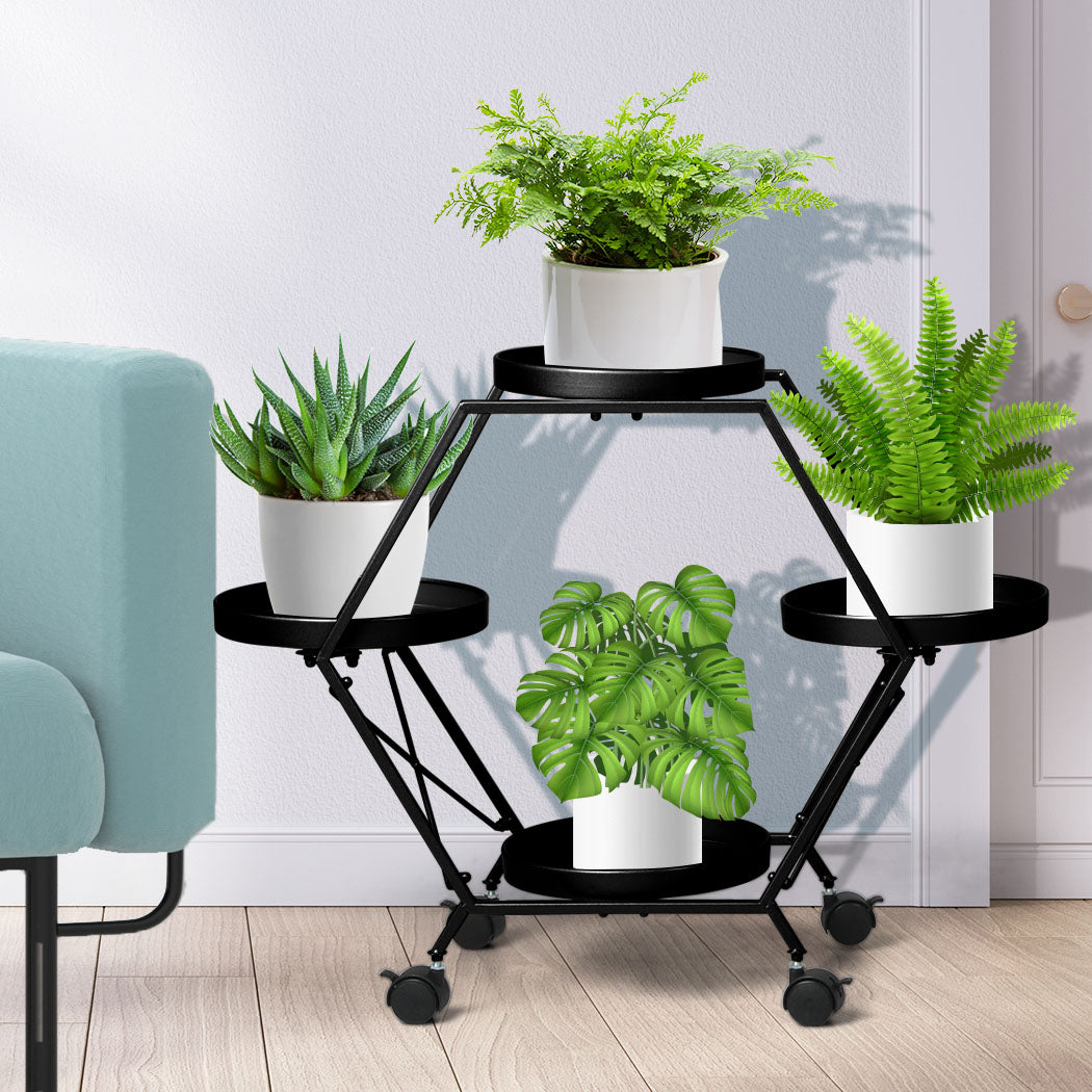 Levede Plant Stand Garden Outdoor Indoor Black.
