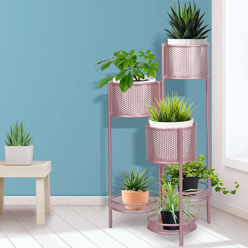 Levede 6 Tier Plant Stand Swivel Outdoor Rose Gold.