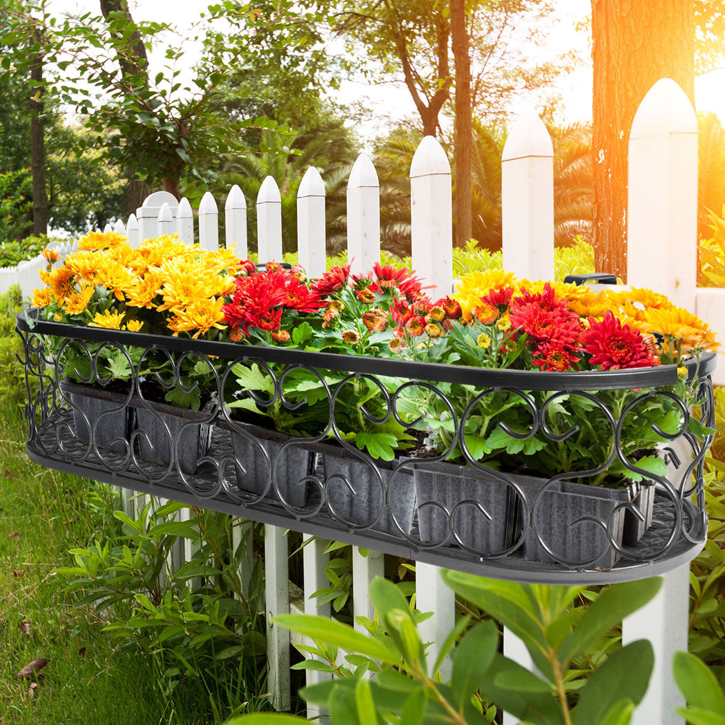 Levede Plant Stand Outdoor Indoor Home Black Oval.