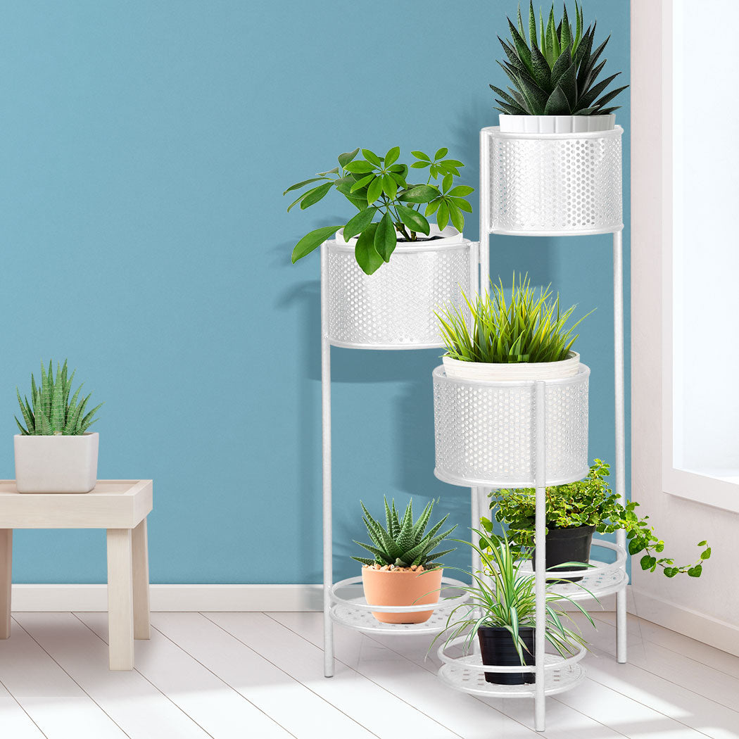 Levede 6 Tier Plant Stand Swivel Outdoor White.