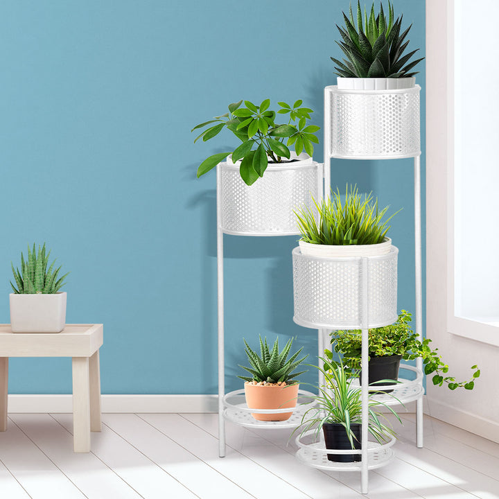 Levede 6 Tier Plant Stand Swivel Outdoor White.