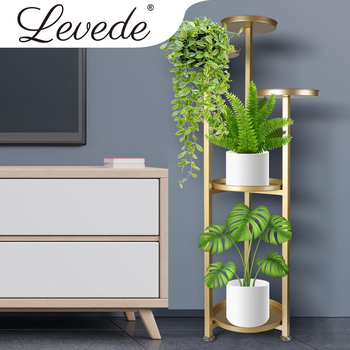 Levede Plant Stand Outdoor Indoor Flower Gold Large.