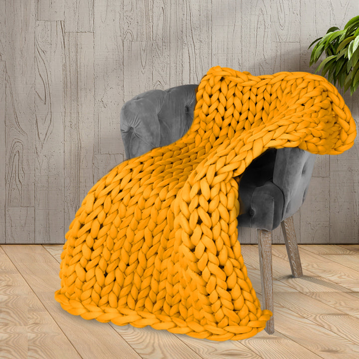 Dreamz Knitted Weighted Blanket Chunky Yellow Kids.