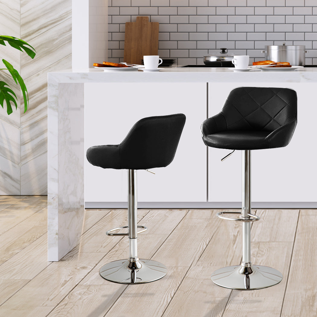 Levede 2x Bar Stools Kitchen Barstools Black.
