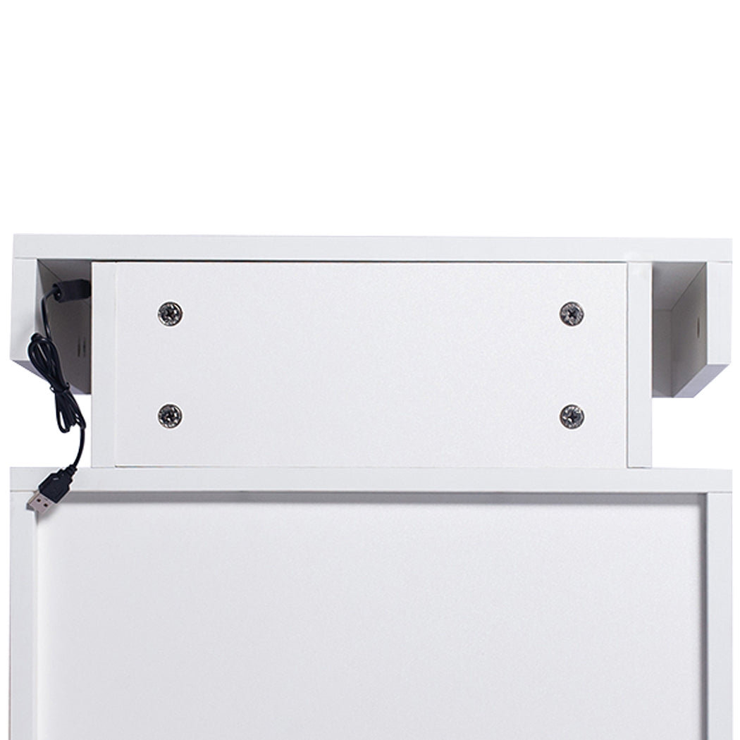 Levede Bedside Tables RGB LED Side Table White.