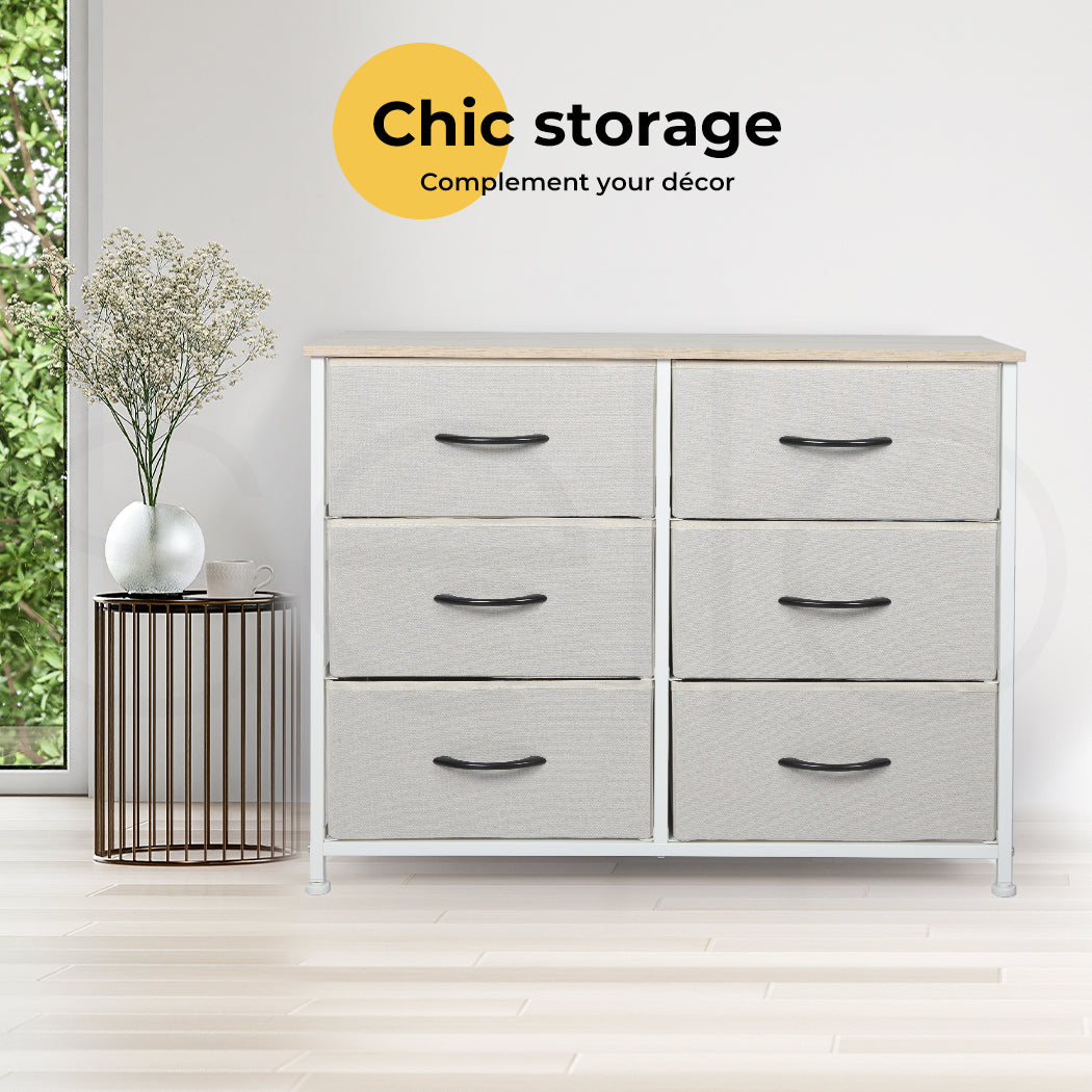 Modern Fabric 6-Drawer Chest of Drawer.