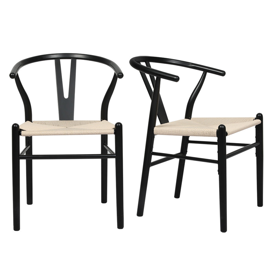 Wishbone Black Dining Chair x 2.
