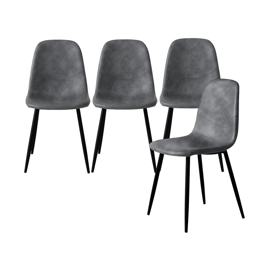 Grey Leather Dining Chairs.