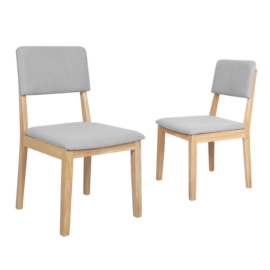 2x Dining Chair Solid Wood Lounge Seat Back Upholstered Linen Padded.