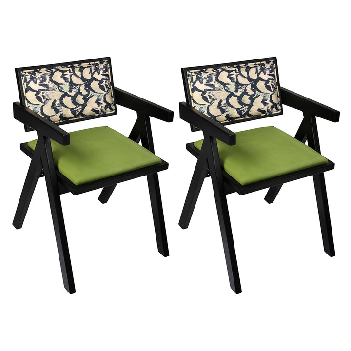 Dining Chair Solid Wood Armchair Accent Chair Retro Backrest Chair - Black.