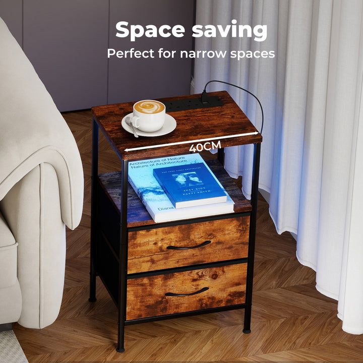 RBG LED Side Table with USB & 2 Drawers.