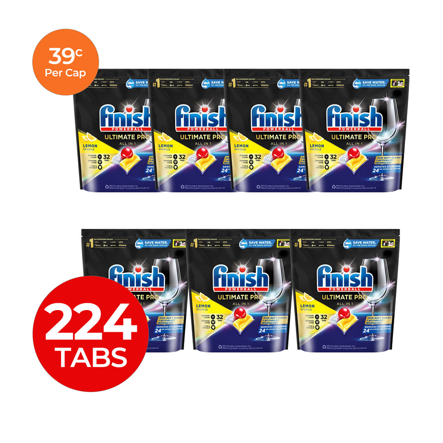 Finish Ultimate Pro 39c/Tab x 224 Lemon Dishwasher Tablets.