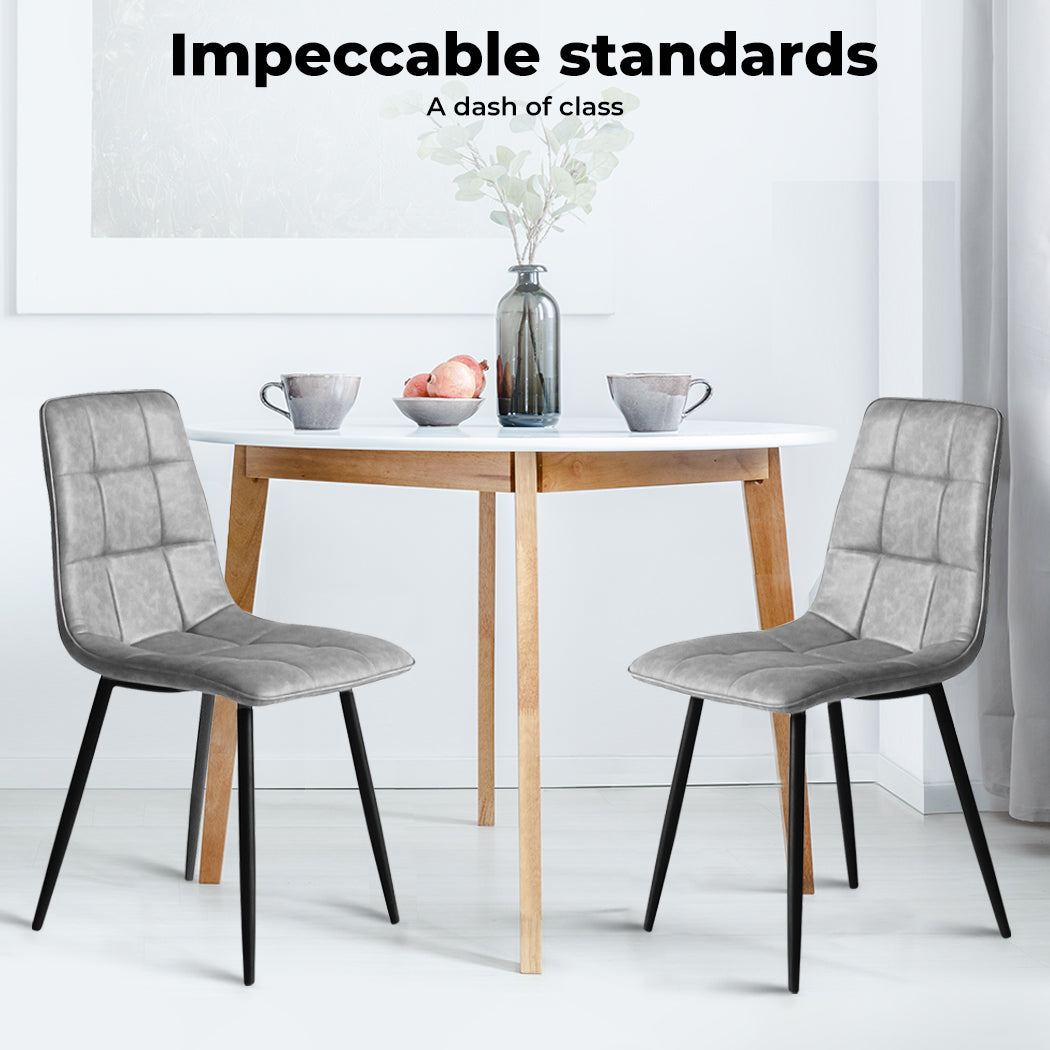 Grey Leather Dining Chairs Set of 4.