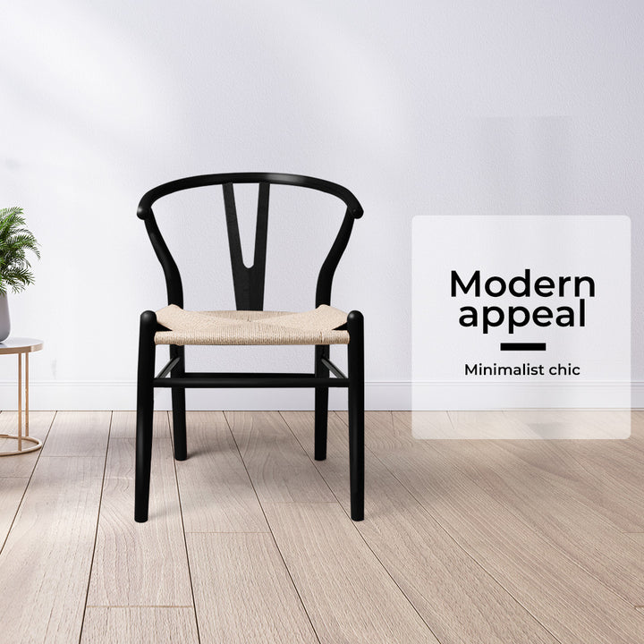 Wishbone Black Dining Chair x 2.
