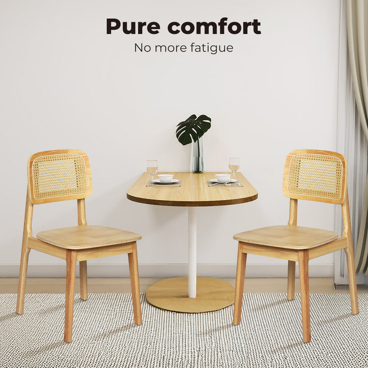 Rattan Dining Chairs Wooden Accent Chair Kitchen Lounge Cafe Armless.