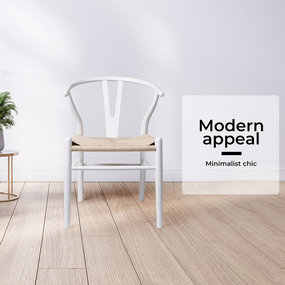 White Wishbone Chair x 2.