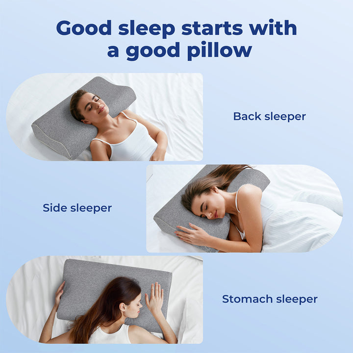 Memory Pillow Foam Shoulder Pain Neck Slow Rebound Support Grey.